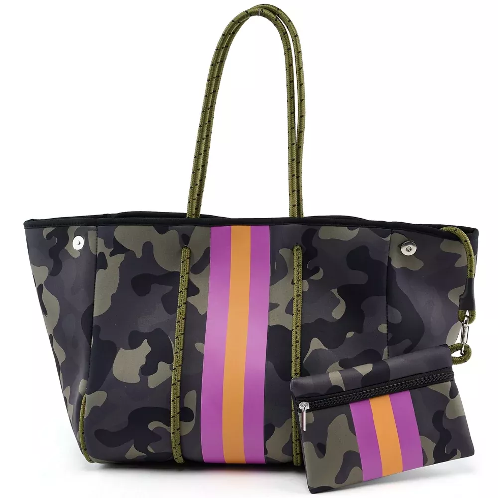 Fugua Women Neoprene Tote Bag Beach Bag Large Handbags with Zipper Pocket 
