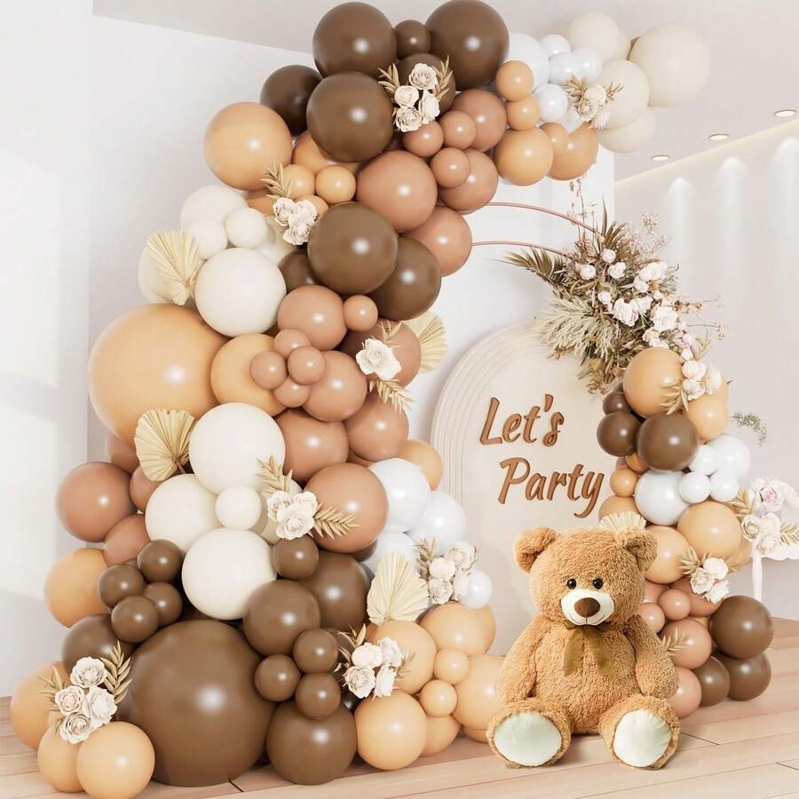 100pcs Brown Balloon Garland Arch Kit, Skin Tone Coffee Brown Ivory Boho Brown Neutral Balloons, ... | SHEIN