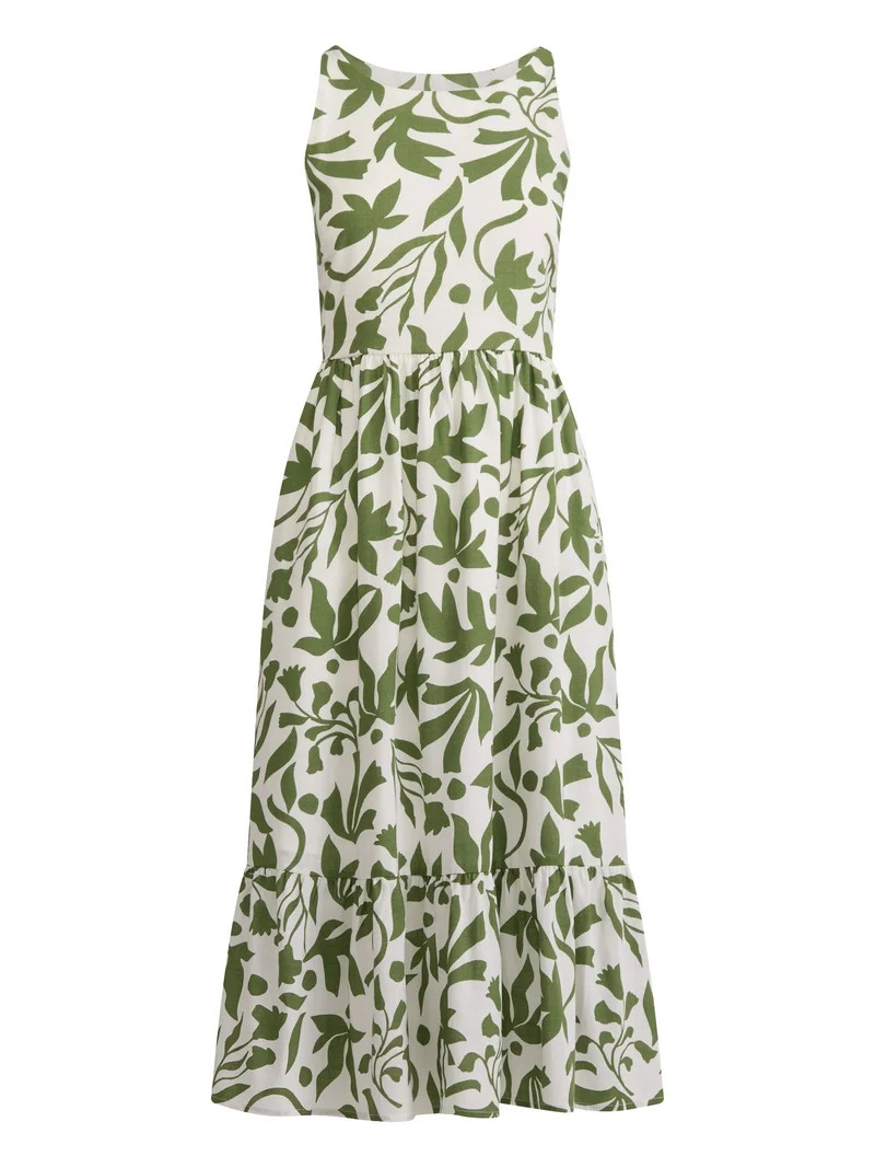 Time and Tru Women's Tie Back Maxi Dress, Sizes XS-XXXL | Walmart (US)