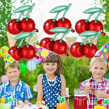 Cherry Balloons, 20 Inch Cute Cherry Foil Balloons, 6 Pcs Red Fruit Mylar Balloons for Cherry Sum... | Amazon (US)