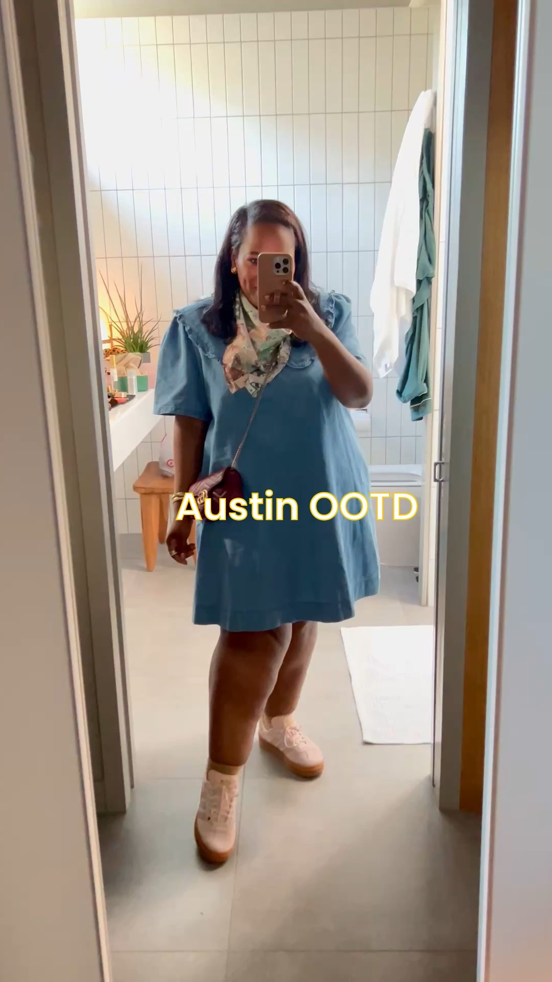 My Peter Pan collar chambray mini dress is on Amazon prime deal for under $30!! Added this fun Maeve scarf from Anthropologie and my adidas platform sneakers in this light shade pink. 

#LTKSeasonal #LTKFindsUnder50 #LTKMidsize