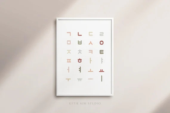 Korean Consonants and Vowels Poster, Hangul Poster, Korean Alphabet, Nursery Print, Homeschooling... | Etsy (US)