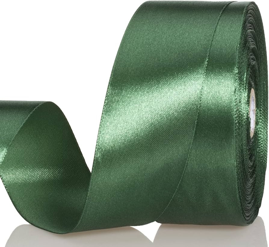 1 1/2 Inch Dark Green Solid Satin Ribbon, 50 Yards Craft Fabric Ribbon for Gift Wrapping Floral B... | Amazon (US)