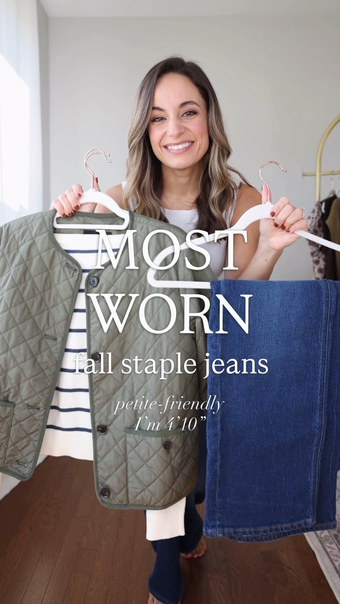 Taking a look back at my most worn wardrobe staples from last year to help you build a good foundation for your wardrobe this year! 

My most worn jeans during the fall and winter last year were the Bella Relaxed Straight Jeans from Quince. They come in inseam options starting at 26” and have a high rise starting at 10” in the smallest sizes. They’re thick, stretch denim and can be worn with flats, low profile sneakers and boots! 

Jeans: 24 short (10” rise, 28” inseam) in stormy blue 
Sweater: xxs
Jacket: petite xxs

#LTKPetite