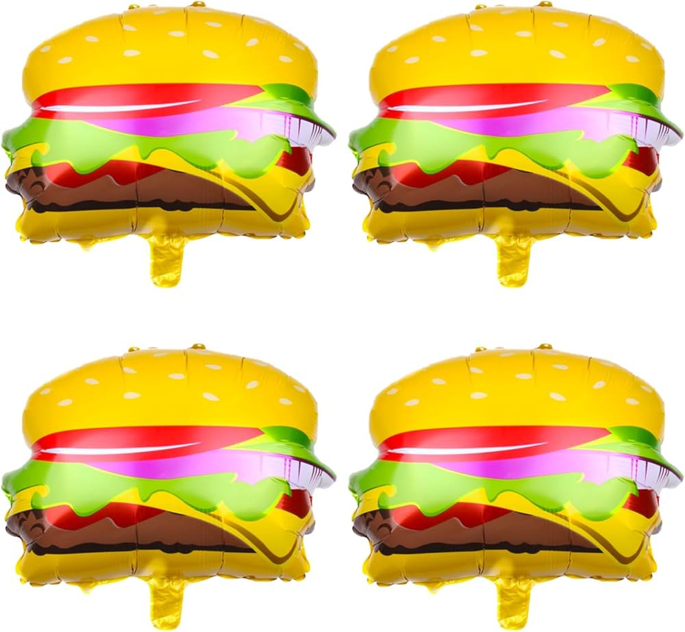 4PCS Hamburger Balloons Foil Aluminum Balloon Birthday Party Decorations for Baby Shower Kids Sna... | Amazon (US)