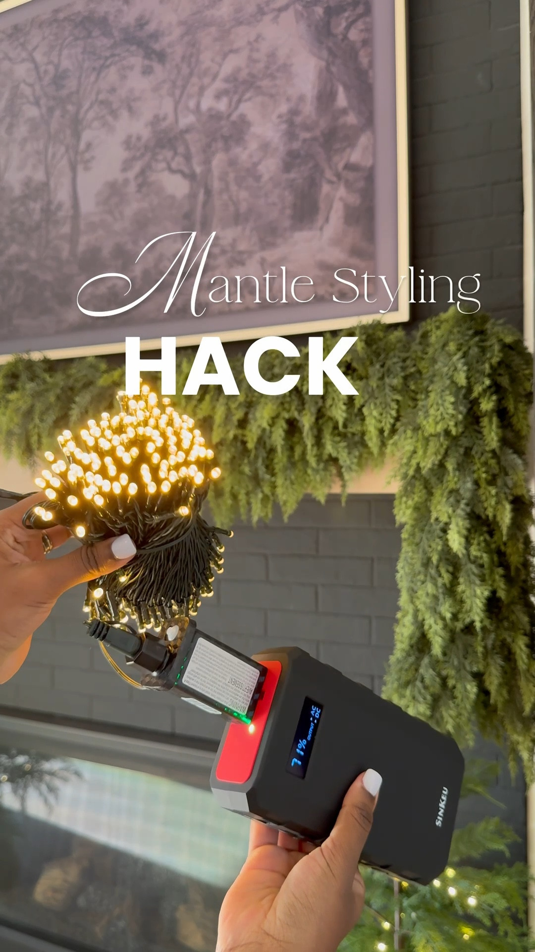 Get the look no plugs above your mantle or stairs! 🤎 Of course battery powered lights are always an option though they don’t last as long! 😩… With this system, you can add brighter Christmas lights to your mantle using a portable battery pack.💡 It charges multiple devices including your laptop or Christmas tree! 🎄 🎉

#LTKHome #LTKHoliday #LTKStyleTip