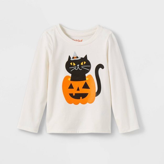 Toddler Girls' Cat Long Sleeve Graphic T-Shirt - Cat & Jack™ Cream | Target