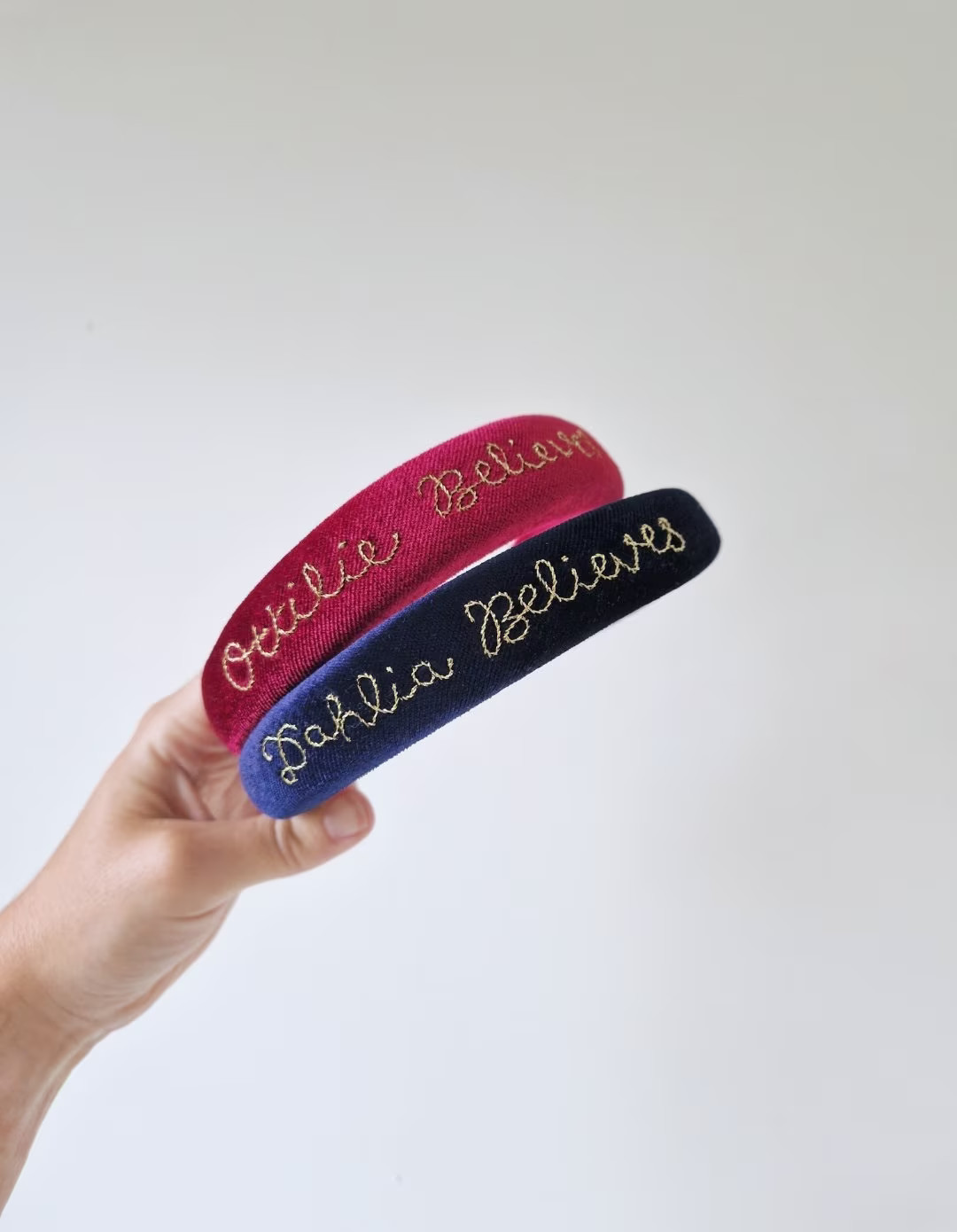 Name Believes Christmas Bespoke Hand stitched velvet Name Headband | Hand Embroidered | Etsy (US)
