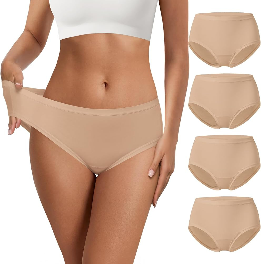NIASOUL Women's Modal Underwear Mid Waist Full Coverage Panties Soft Stretch Breathable Briefs 4 ... | Amazon (US)