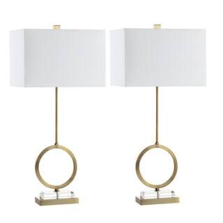 SAFAVIEH Kaden 31.5 in. Clear/Brass Gold Table Lamp | The Home Depot