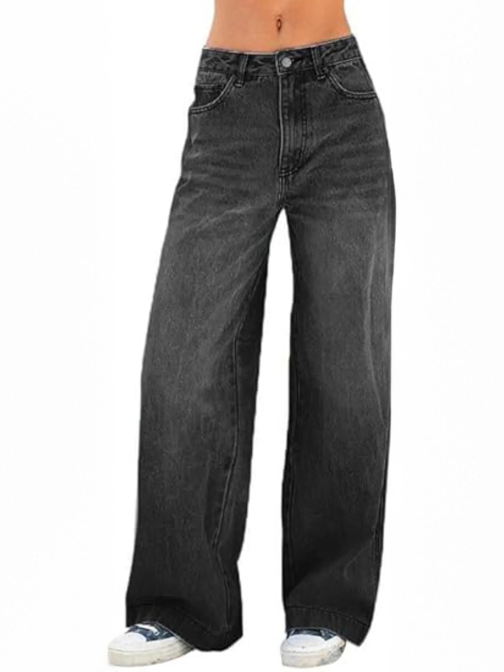 EMMIOL Women's Vintage Y2K Wide Leg Jeans 90s Baggy Boyfriend Style Denim Pants,Low Rise Loose Fi... | Walmart (US)