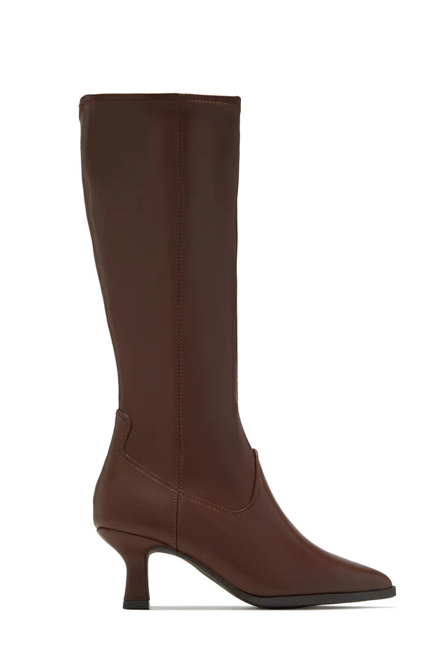 Miss Lola | Roxanna Brown Kitten Heel Boots | MISS LOLA