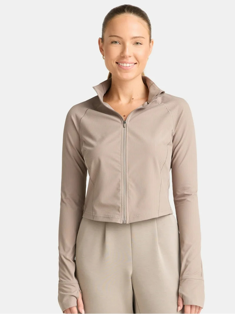 Avia Women's Ribbed SoftSculpt Jacket, Sizes XS-XXXL - Walmart.com | Walmart (US)