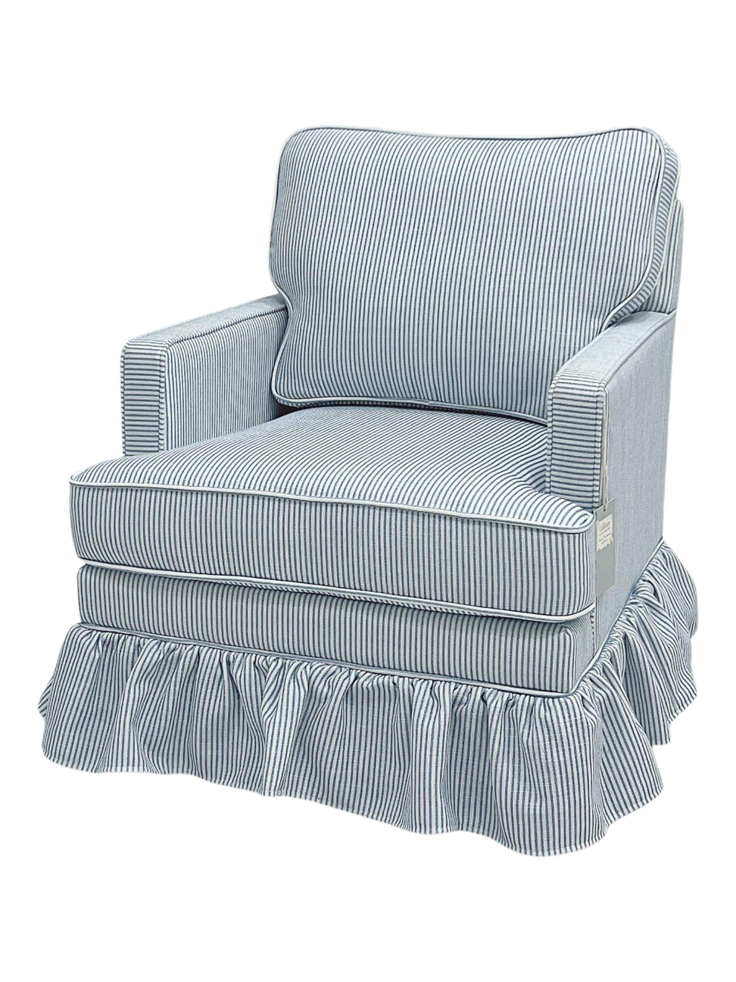 30x35.5 Raya Swivel Chair With Ruffle Skirt And Welting | TJ Maxx
