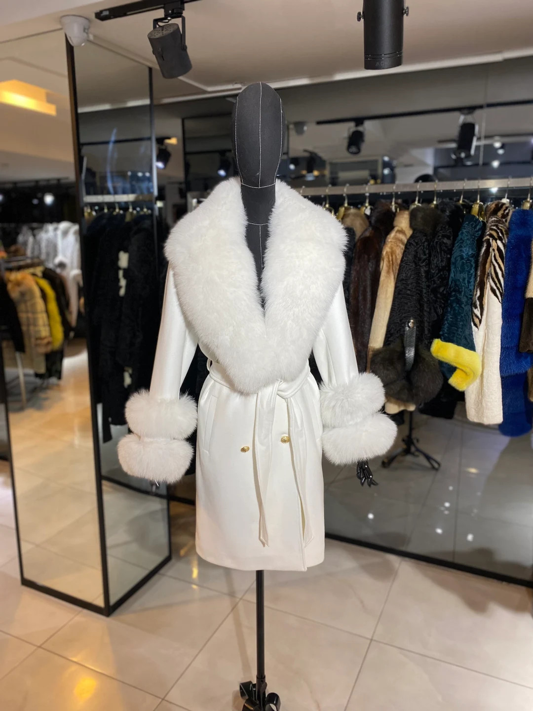 Cashmere, Wool Mixed Fabric Women Fur Coat With Real Fur Womens Long Winter Coats Luxury Coats - ... | Etsy (US)