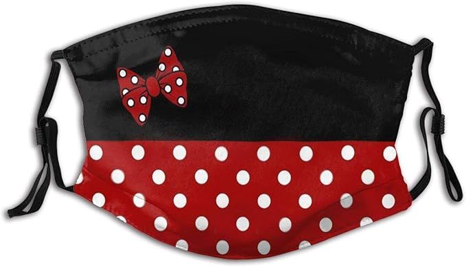 Fashion Red Bow Polka Dot Face Mask Washable & Reusable - Adjustable & Breathable 2 Pcs Fliter Fa... | Amazon (US)