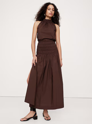Cotton Poplin Smocked-Waist Maxi Skirt | Banana Republic (US)