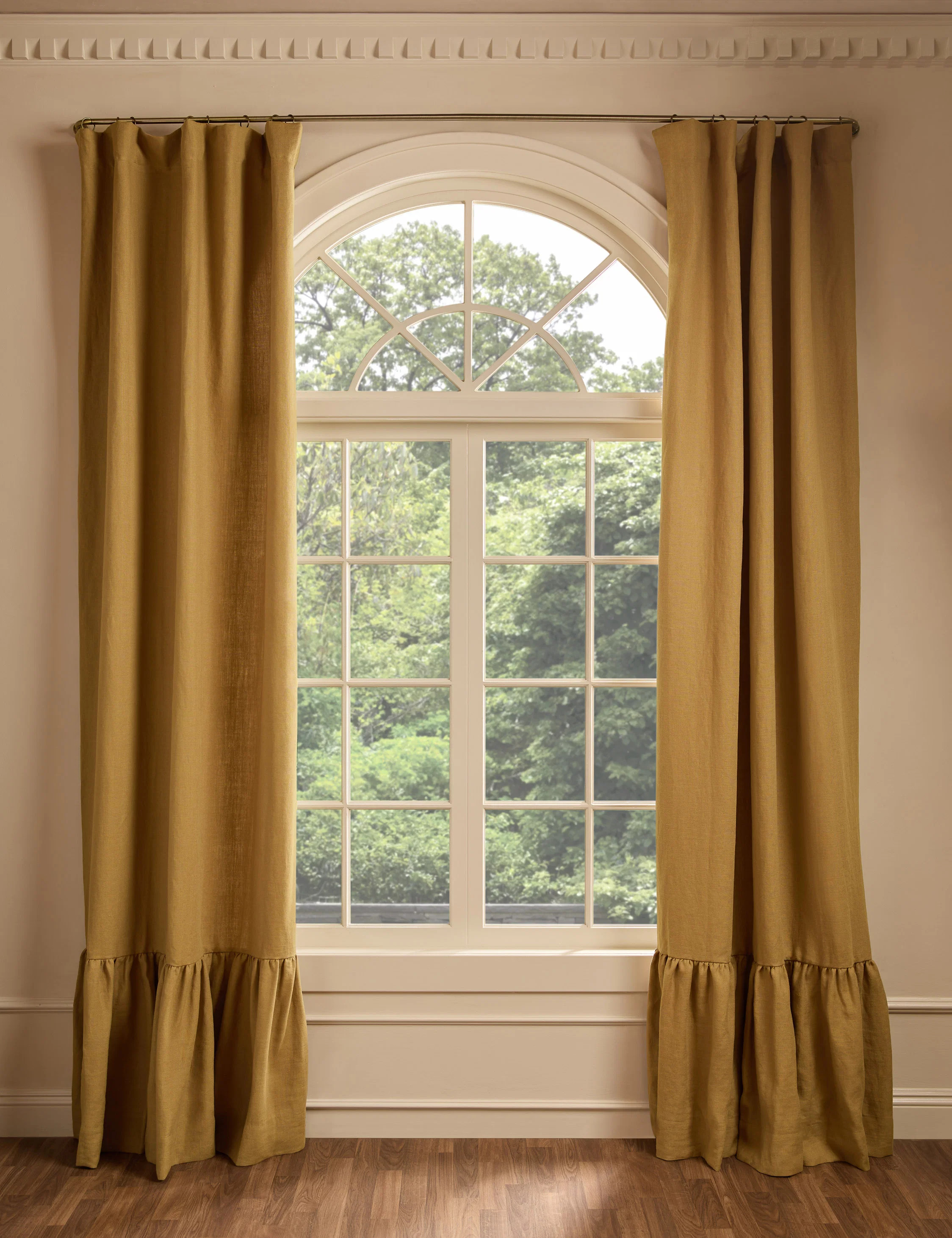 Nori Ruffle Belgian Linen Curtain Panel | Lulu and Georgia 
