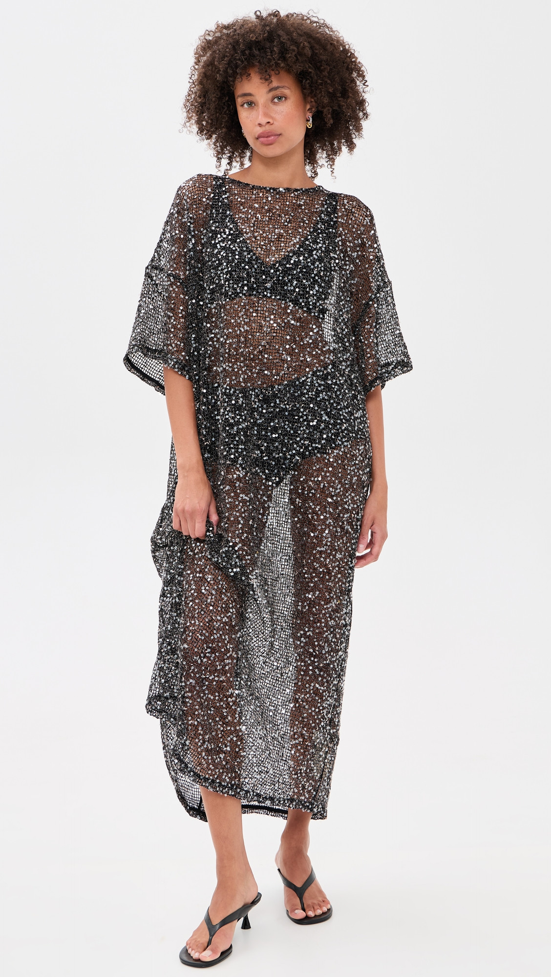 VRG GRL Ivette Sequin Midi Dress Black XS | Shopbop