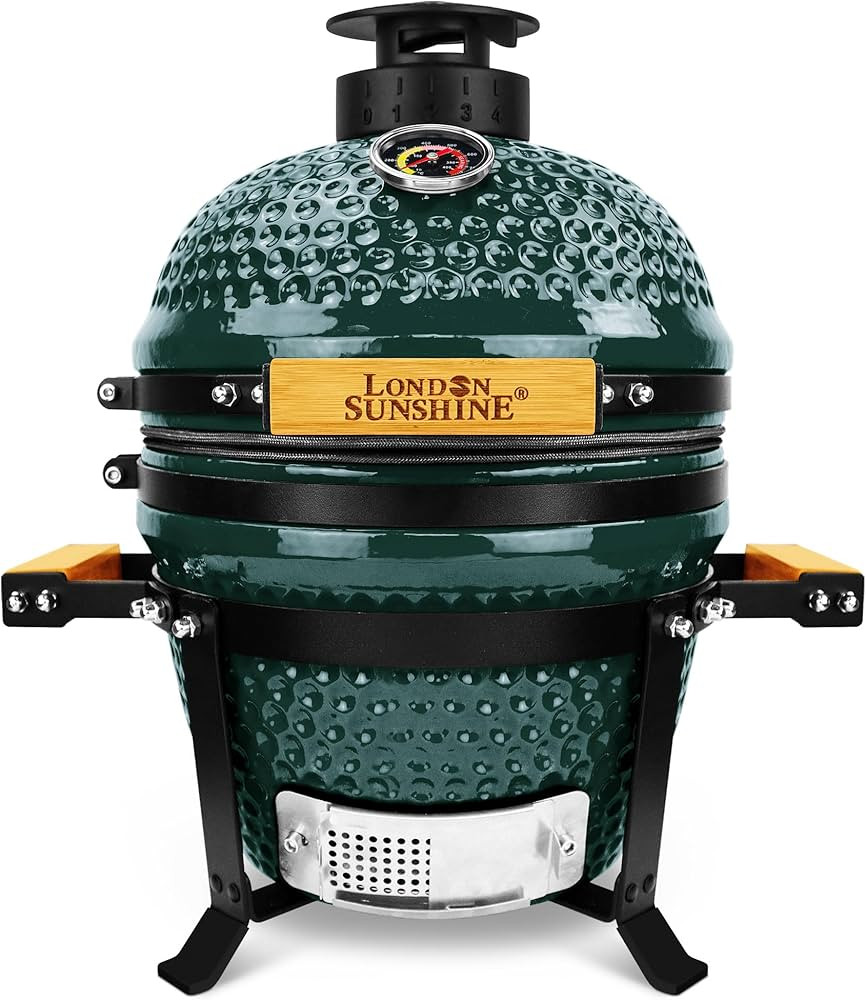 Upgraded 13 inch Ceramic Kamado Grill with Waterproof Air Vent Cap | Portable Tabletop Charcoal B... | Amazon (US)