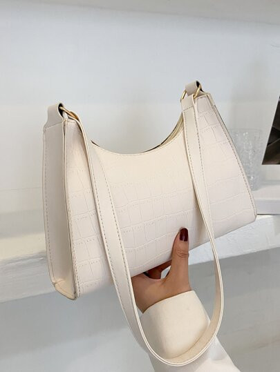 Croc Embossed Baguette Bag | SHEIN