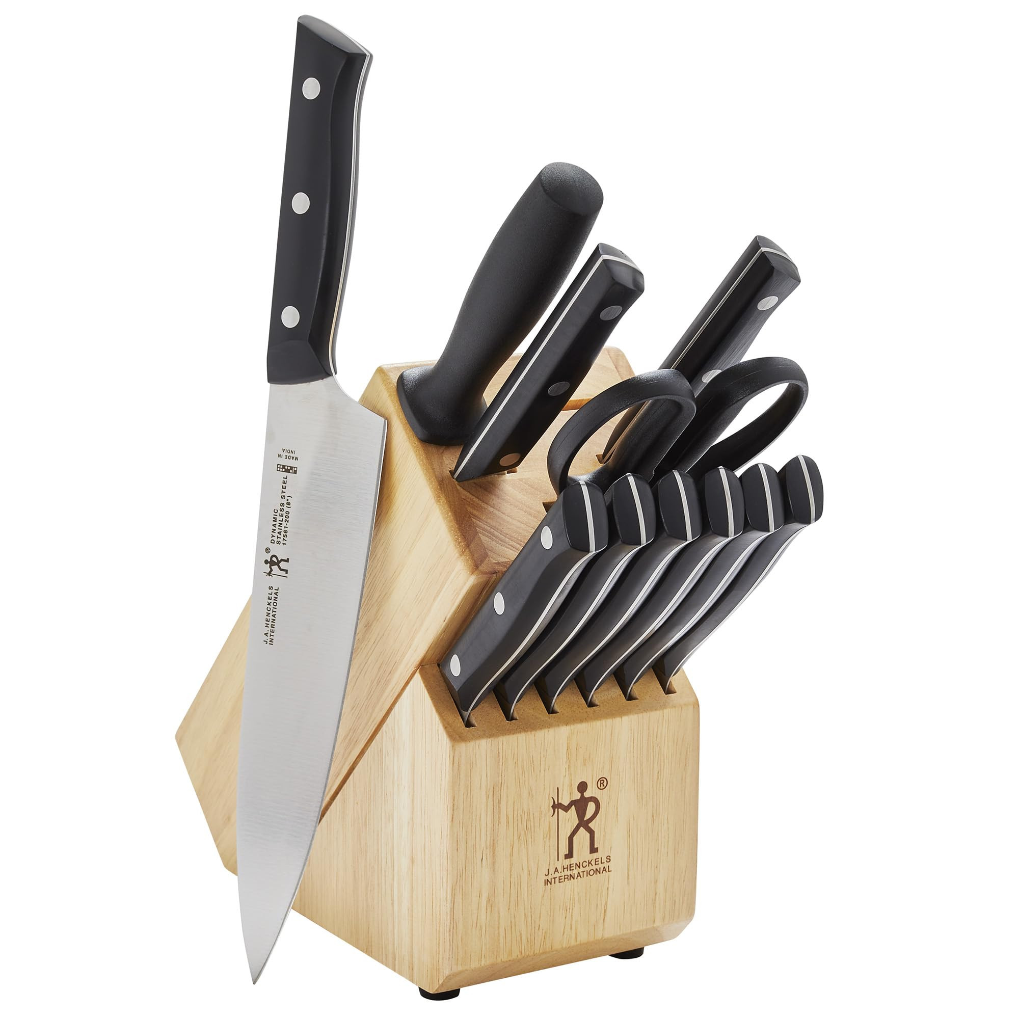 HENCKELS Dynamic Razor-Sharp 12-Piece Knife Block Set, Chef Knife, Bread Knife, Steak Knife, Germ... | Amazon (US)