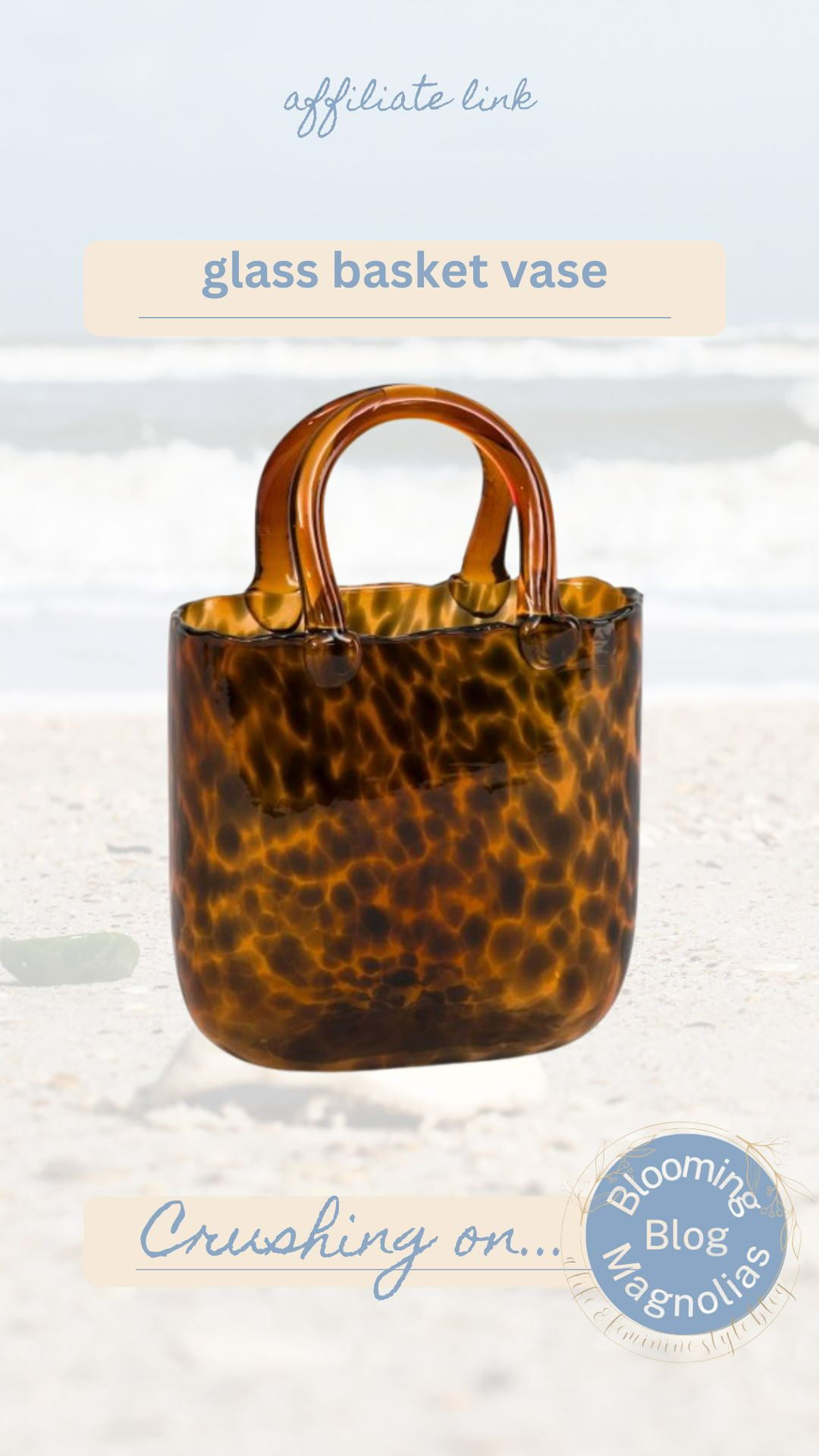 A cute glass basket vase in leopard print.  

 