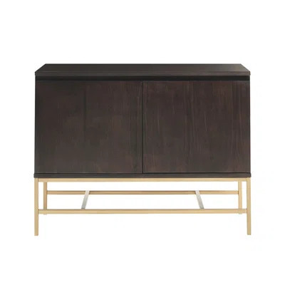 Contemporary Accent Cabinet - Solid Wood, Spacious Interior, Gold Metal Magnificent Storage Base, 2 Shelf Interior | Wayfair North America