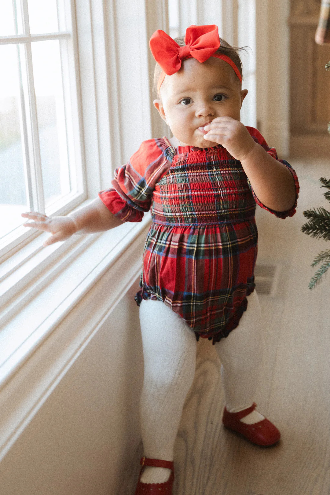 Baby Madeline Romper in Holiday Plaid | Ivy City Co
