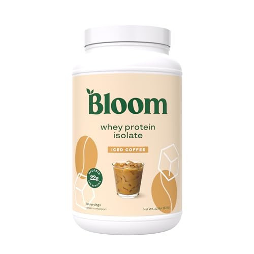 Bloom Nutrition Whey Isolate Protein Powder, Iced Coffee - Pure Iso Post Workout Recovery Drink Blend, Smoothie Mix with Digestive Enzymes for Gut Health - Low Carb, Keto & Zero Sugar Added | Amazon (US)