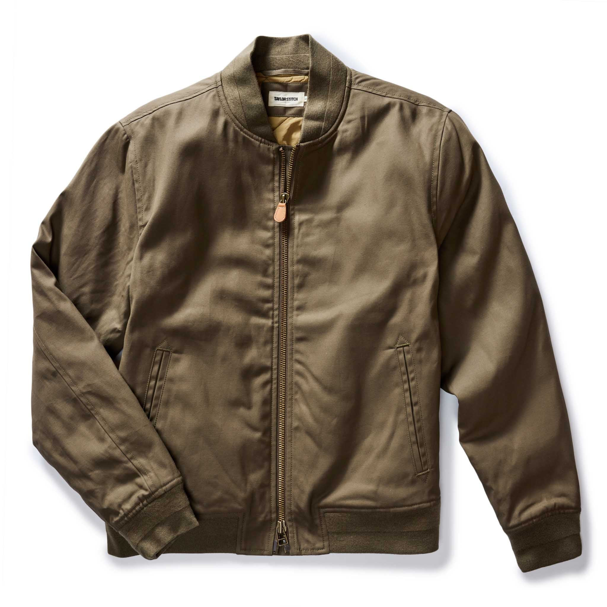 The Insulated Bomber Jacket in Fatigue Olive Dry Wax | Taylor Stitch
