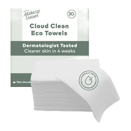 The Original MakeUp Eraser Cloud Clean Eco Towels XL - 30 Count Dermatologist Tested Wipes | Walmart (US)
