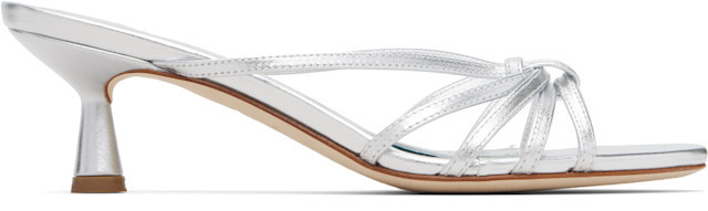 Aeyde - Silver Abby Leather Heeled Sandals | SSENSE