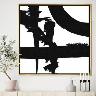 Designart 'Black & White Crossing Paths I' Modern & Contemporary Framed Canvas - Overstock - 2598... | Bed Bath & Beyond