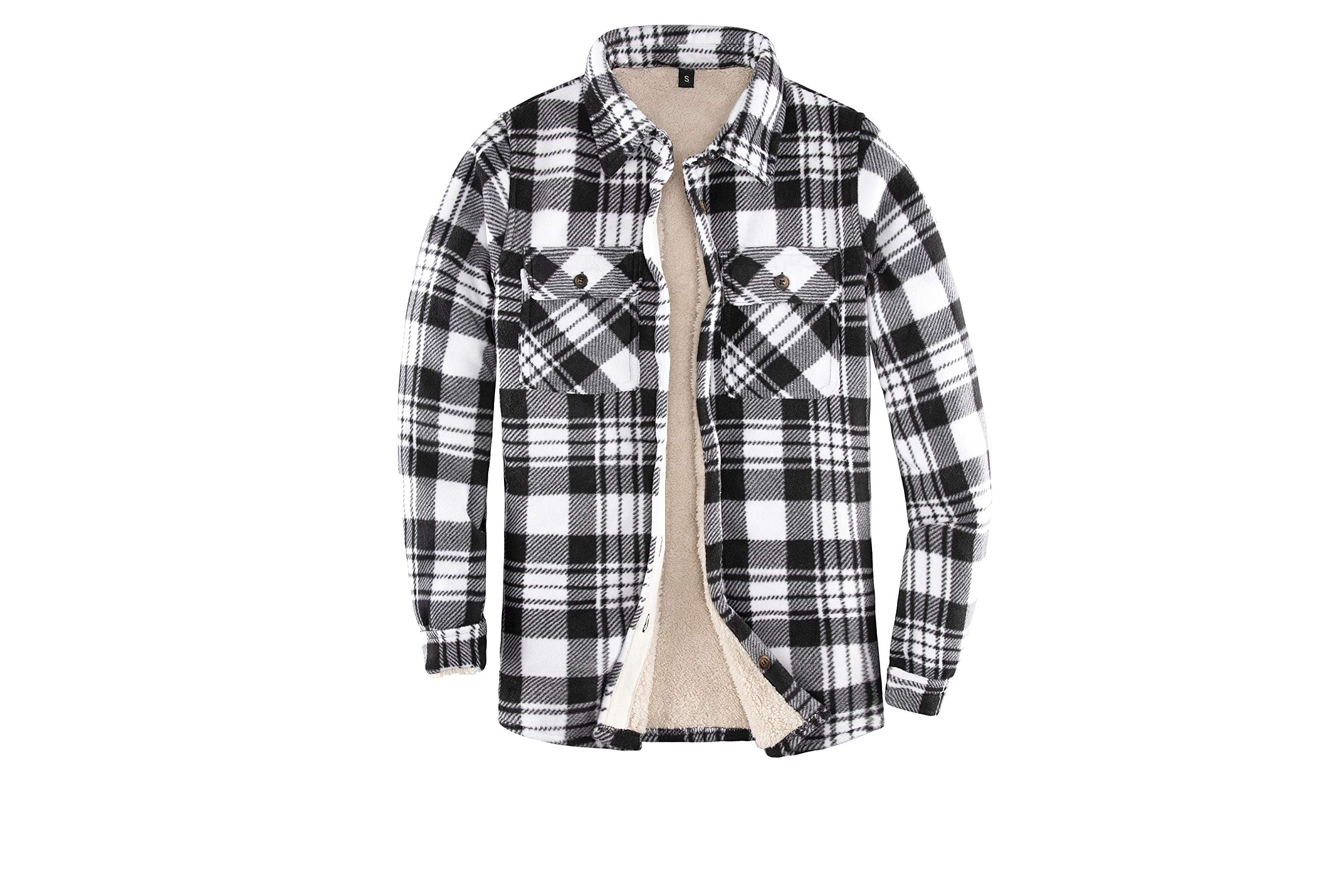 Womens Sherpa Fleece Lined Flannel Shirt Jacket Warm Button Up Plaid Shirt Jac (Sherpa Fleece Throug | Amazon (US)