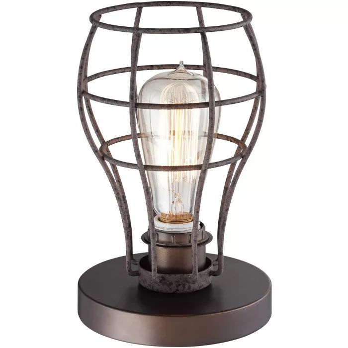 Franklin Iron Works Industrial Modern Uplight Desk Table Lamp 9 1/2" High Bronze Wire Cage LED Ed... | Target