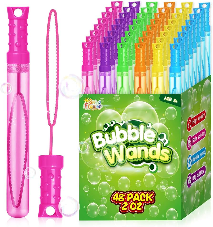 SpringFlower 48 Pcs Bubble Wand, Bubble Wands Bulk, Bubble Party Favor Supply for Summer Indoor &... | Amazon (US)