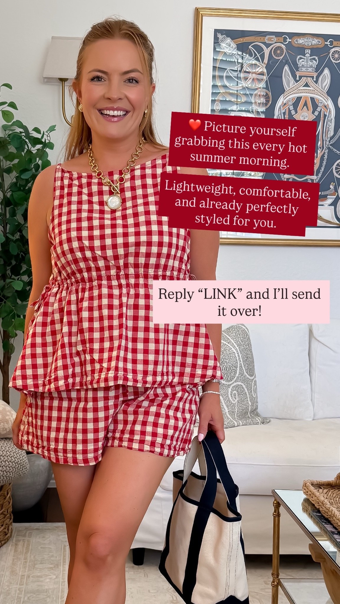 The matching set you’ll reach for every time it’s too hot to put an outfit together. ❤️ This red gingham top + shorts set is lightweight, comfortable and already perfectly coordinated. Such a cute option for summer weekends, vacation, BBQs, errands or even a casual Fourth of July look!
#matchingset #ginghamoutfit #summerstyle #momstyle #vacationoutfit #LTKStyle