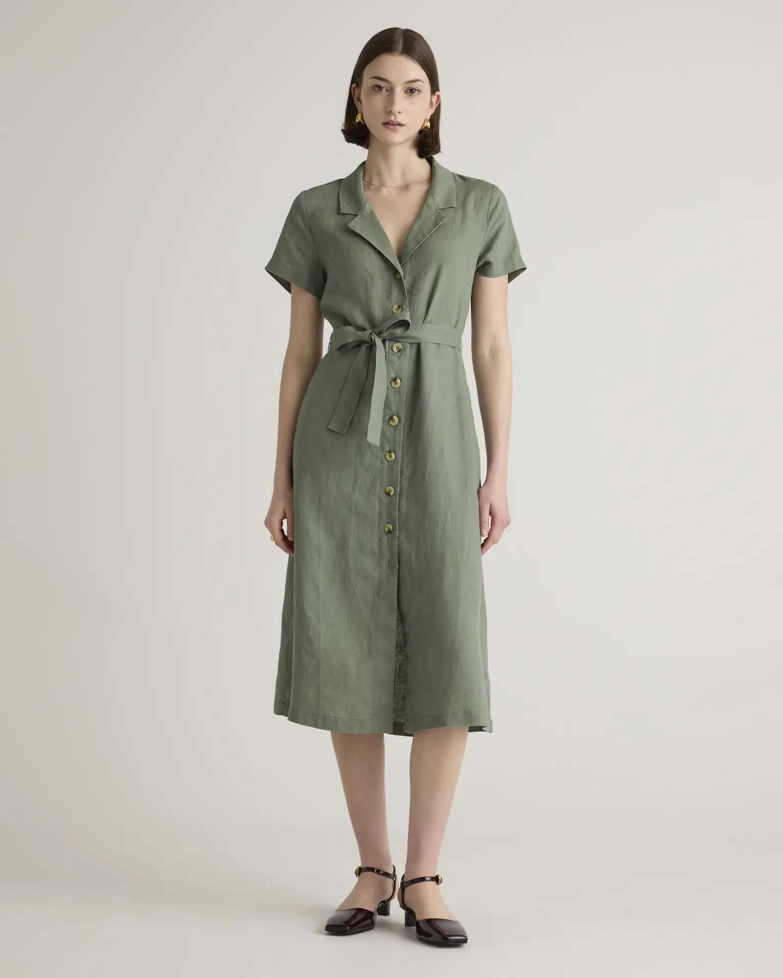 100% European Linen Button Front Dress | Quince