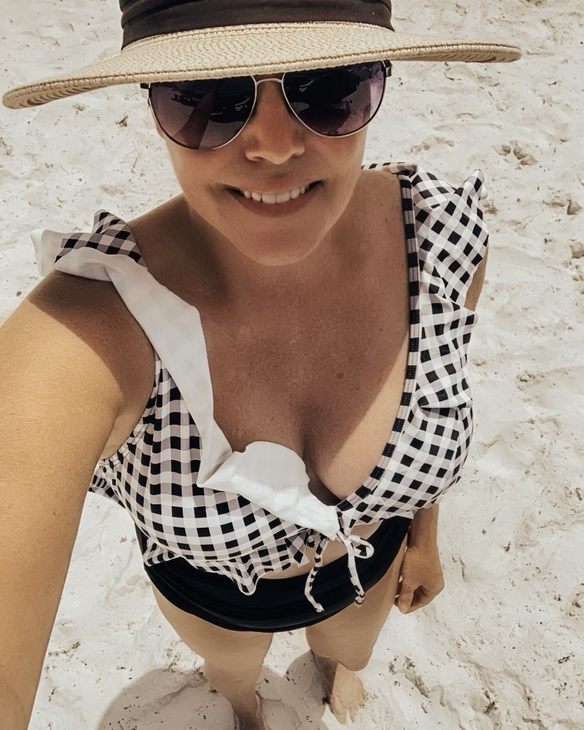 Amazon Swimsuit. The back is really cute with the ruffle detail.

#LTKTravel #LTKSwim #LTKOver40