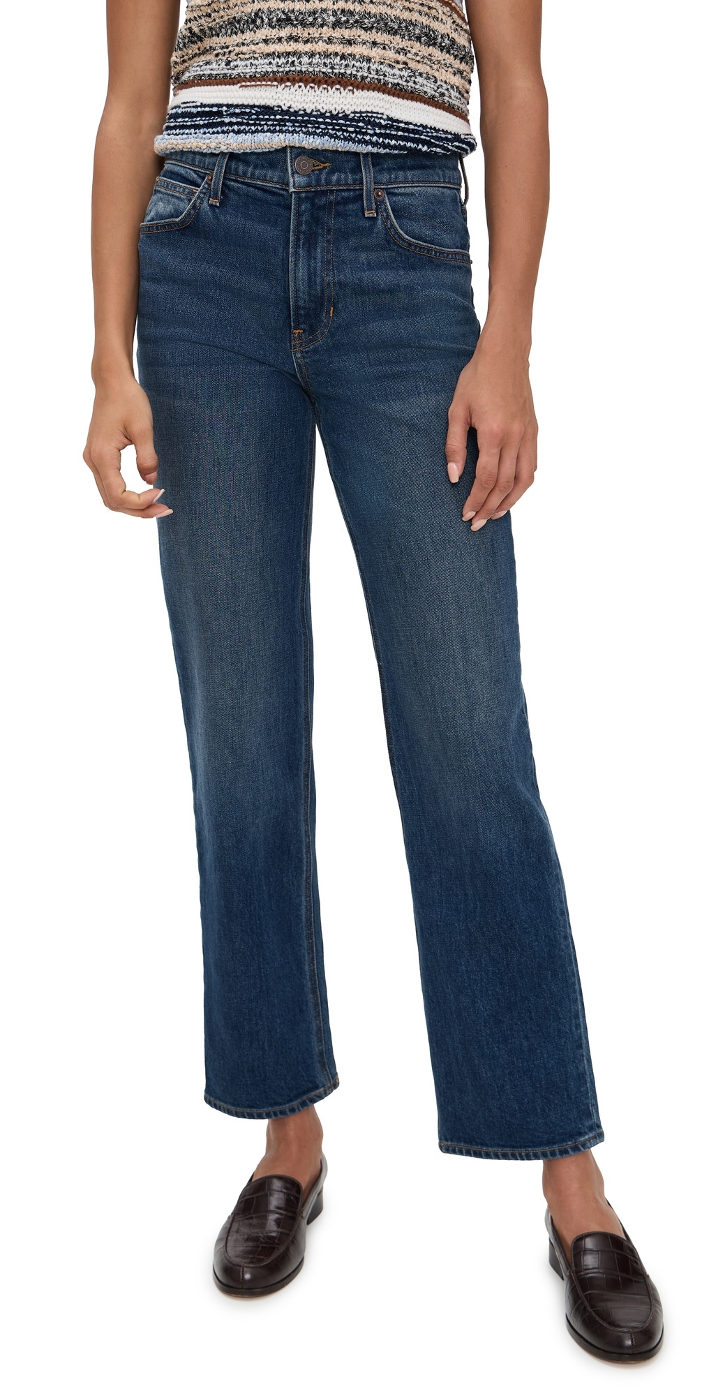 Veronica Beard Jean Leah Mid Rise Straight Leg Jeans EQUINOX BLUE 25 | Shopbop