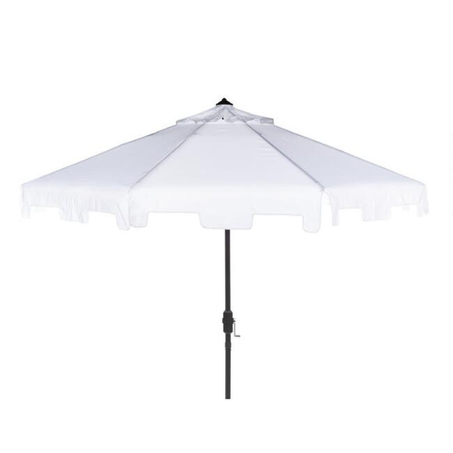 White Square Scalloped 9 Ft Tilting Patio Umbrella | World Market