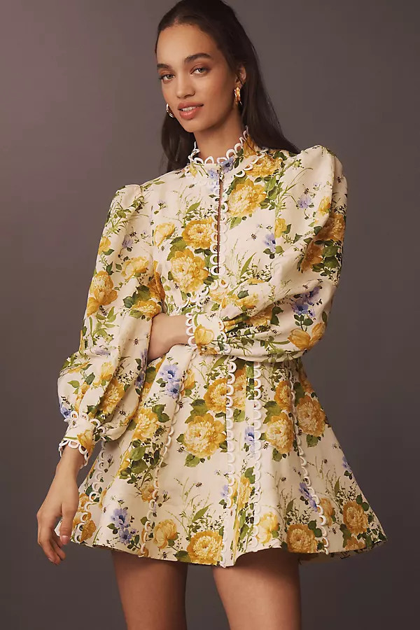 Kali Long Sleeve Linen Fit & Flare Dress | Anthropologie (US)