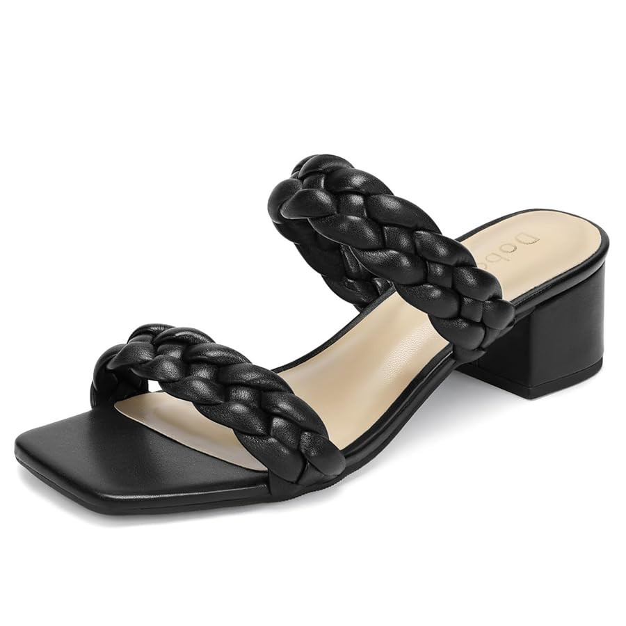 Wide Width Chunky Heels for Women Braided Dressy Sandals Square Open Toe Summer Shoes | Amazon (US)