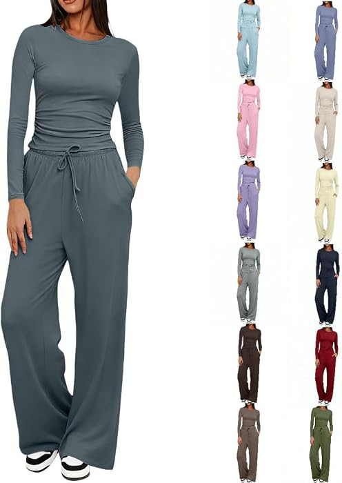 Long Sleeve Tops Women Lounge Wear Sets For Women Uk Tracksuit Womens Full Set Ladies Gym Tops El... | Amazon (UK)
