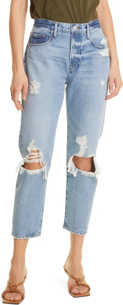 FRAME Le Original Ripped High Waist Crop Jeans | Nordstrom | Nordstrom