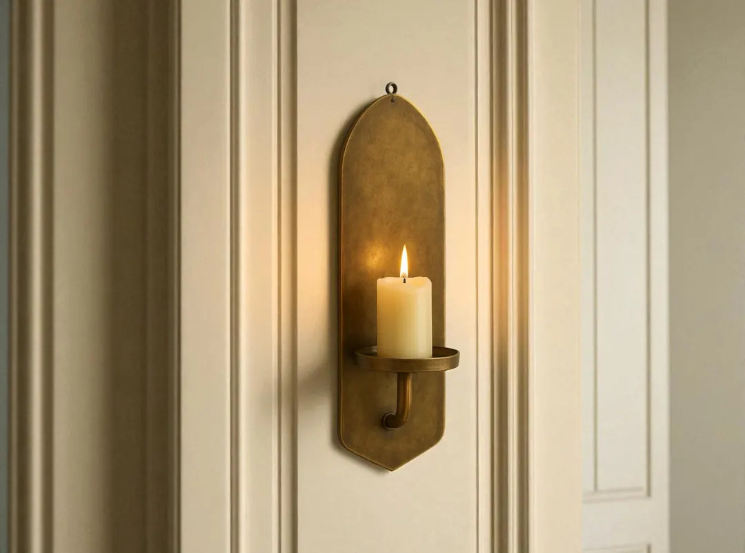 Oxidized Brass Wall Sconce – Polished Brass Candle Holder, Handmade Moroccan Sconce, Rustic Wal... | Etsy (US)