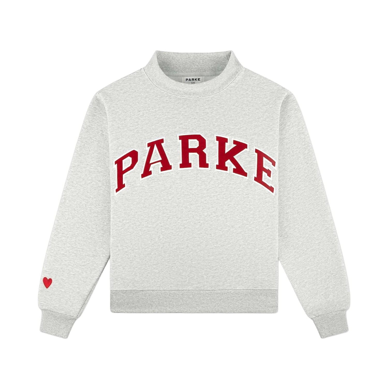 Preorder Valentine's Varsity Mockneck - Classic Grey + Crimson | Parke