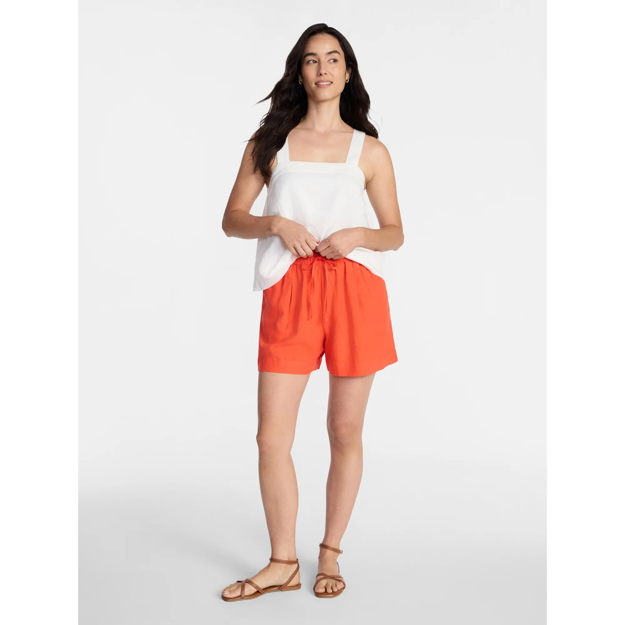 Time and Tru Women's Linen Blend Shorts, Sizes XS-XXXL - Walmart.com | Walmart (US)