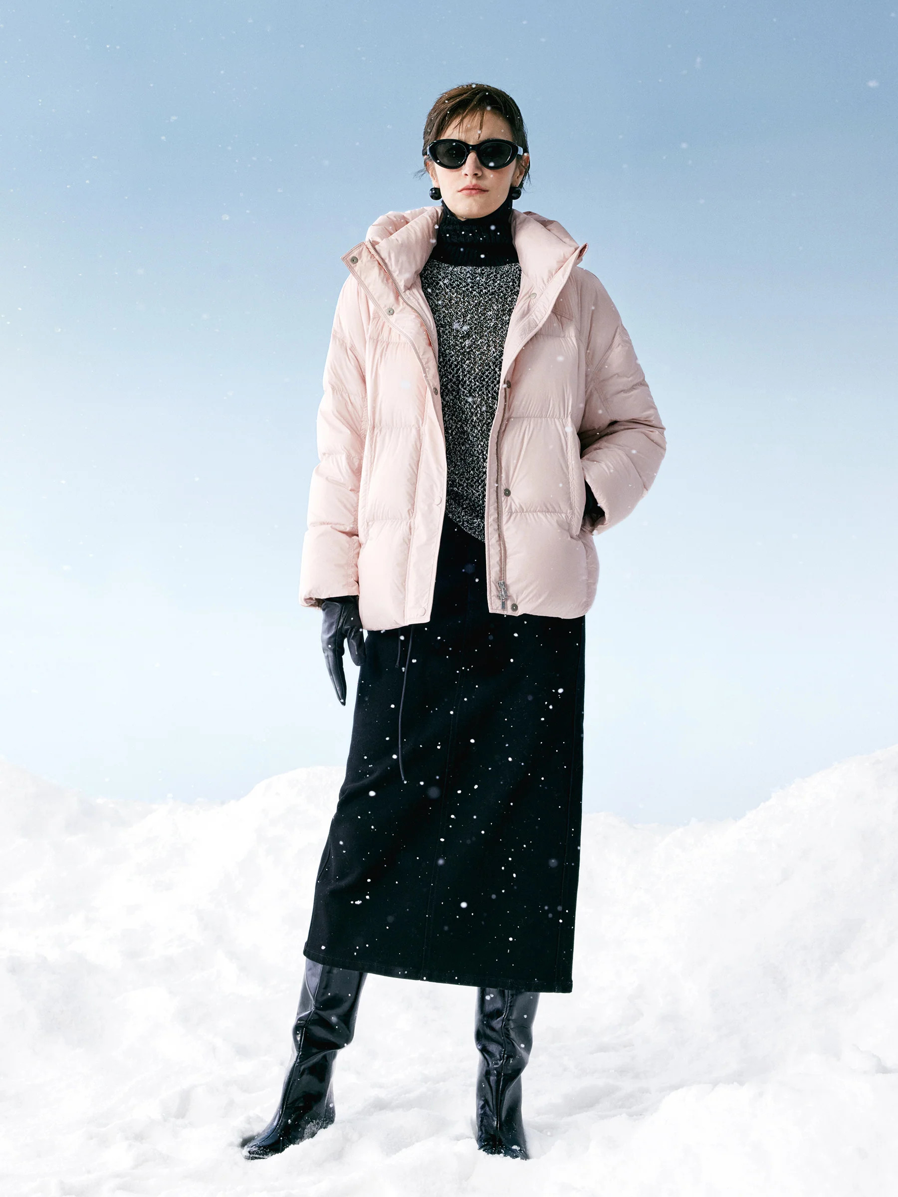 Cocoon Windproof Zip-Up Hooded Goose Down Jacket | GOELIA